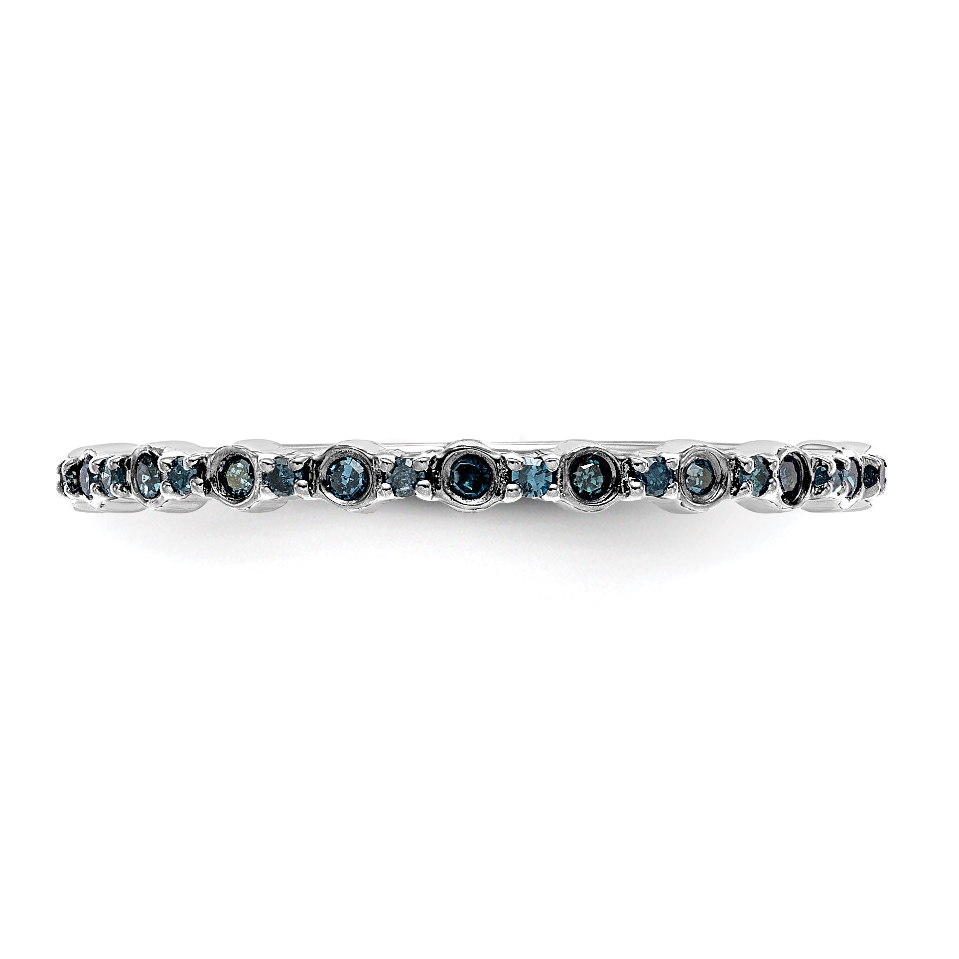 14K White Gold 1/10 carat Blue Diamond Complete Band