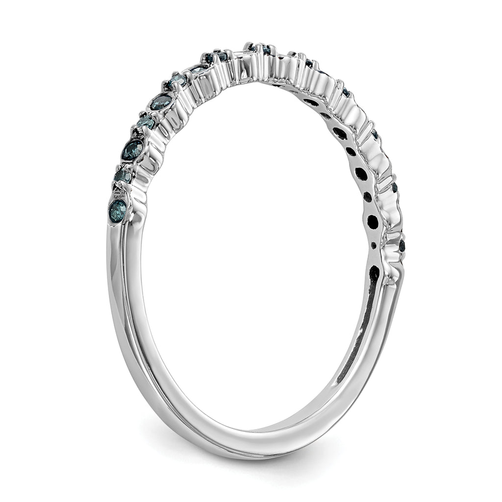 14K White Gold 1/10 carat Blue Diamond Complete Band