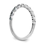 14K White Gold 1/10 carat Blue Diamond Complete Band