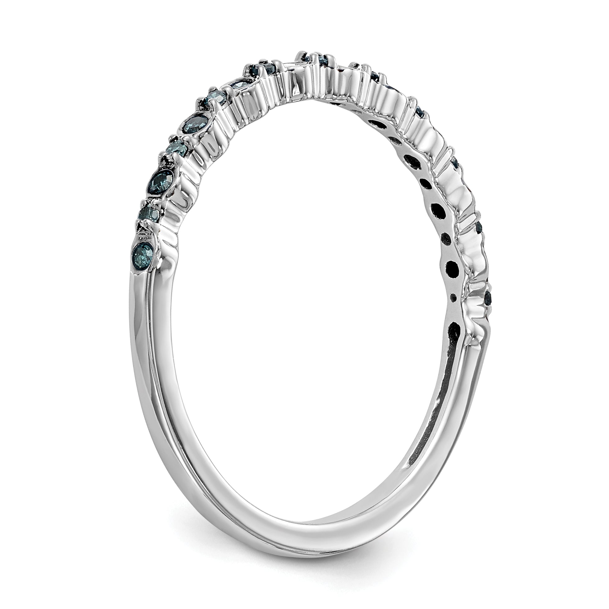 14K White Gold 1/10 carat Blue Diamond Complete Band