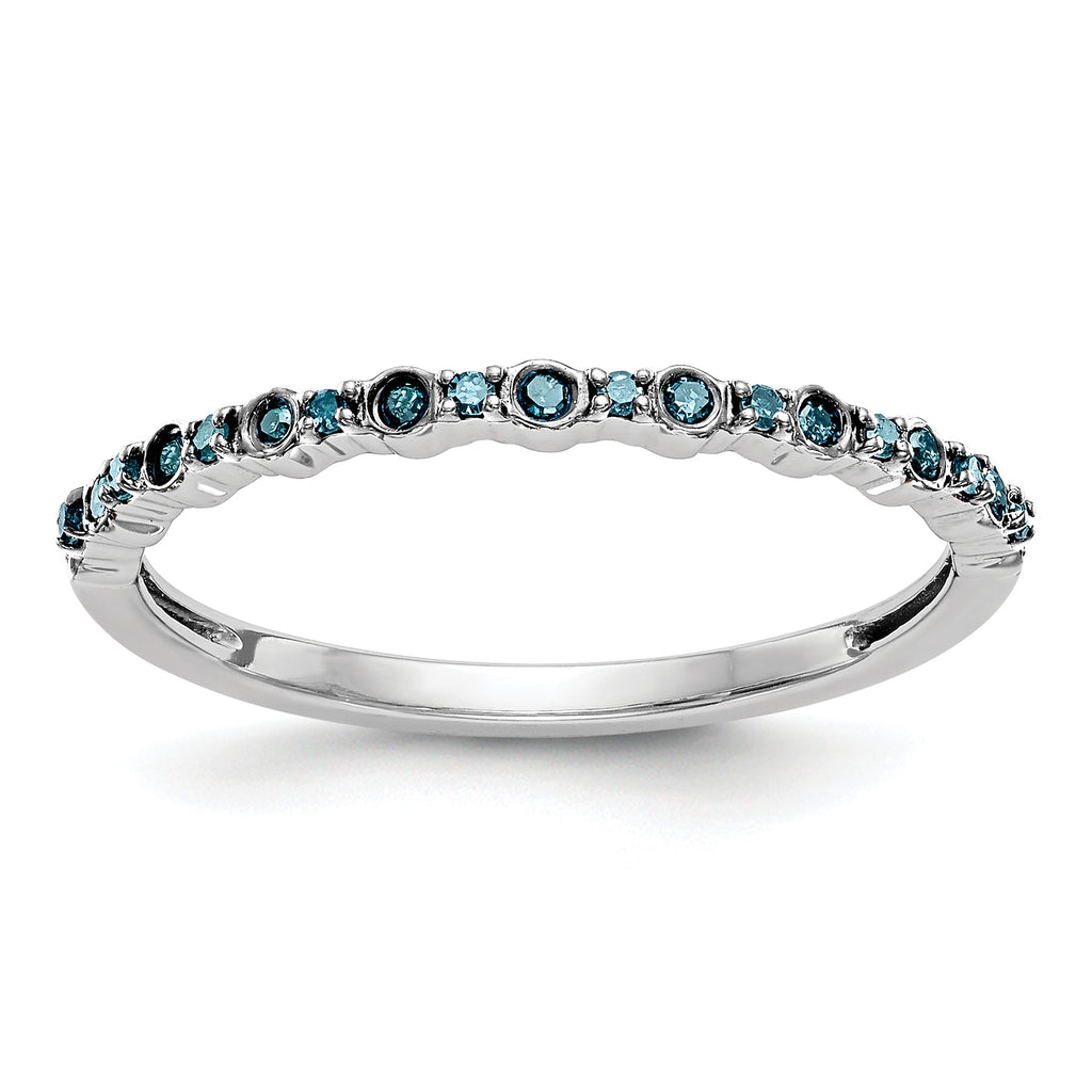 14K White Gold 1/10 carat Blue Diamond Complete Band