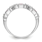 14k White Gold Heart Design 1/10 carat Diamond and Pink Sapphire Complete Band