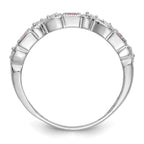 14k White Gold Heart Design 1/10 carat Diamond and Pink Sapphire Complete Band