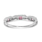 14k White Gold Heart Design 1/10 carat Diamond and Pink Sapphire Complete Band