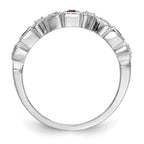 14k White Gold Heart Design 1/10 carat Diamond and Ruby Complete Band