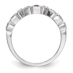 14k White Gold Heart Design 1/10 carat Diamond and Ruby Complete Band