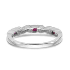 14k White Gold Heart Design 1/10 carat Diamond and Ruby Complete Band