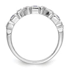 14k White Gold Heart Design 1/10 carat Diamond and Blue PrinceSterling Silver Sapphire Complete Band