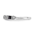 14k White Gold Heart Design 1/10 carat Diamond and Blue Sapphire Complete Band