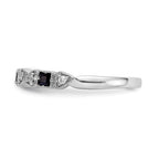 14k White Gold Heart Design 1/10 carat Diamond and Blue PrinceSterling Silver Sapphire Complete Band
