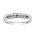 14k White Gold Heart Design 1/10 carat Diamond and Blue Sapphire Complete Band