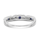 14k White Gold Heart Design 1/10 carat Diamond and Blue PrinceSterling Silver Sapphire Complete Band
