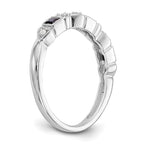 14k White Gold Heart Design 1/10 carat Diamond and Blue Sapphire Complete Band