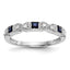 14k White Gold Heart Design 1/10 carat Diamond and Blue PrinceSterling Silver Sapphire Complete Band