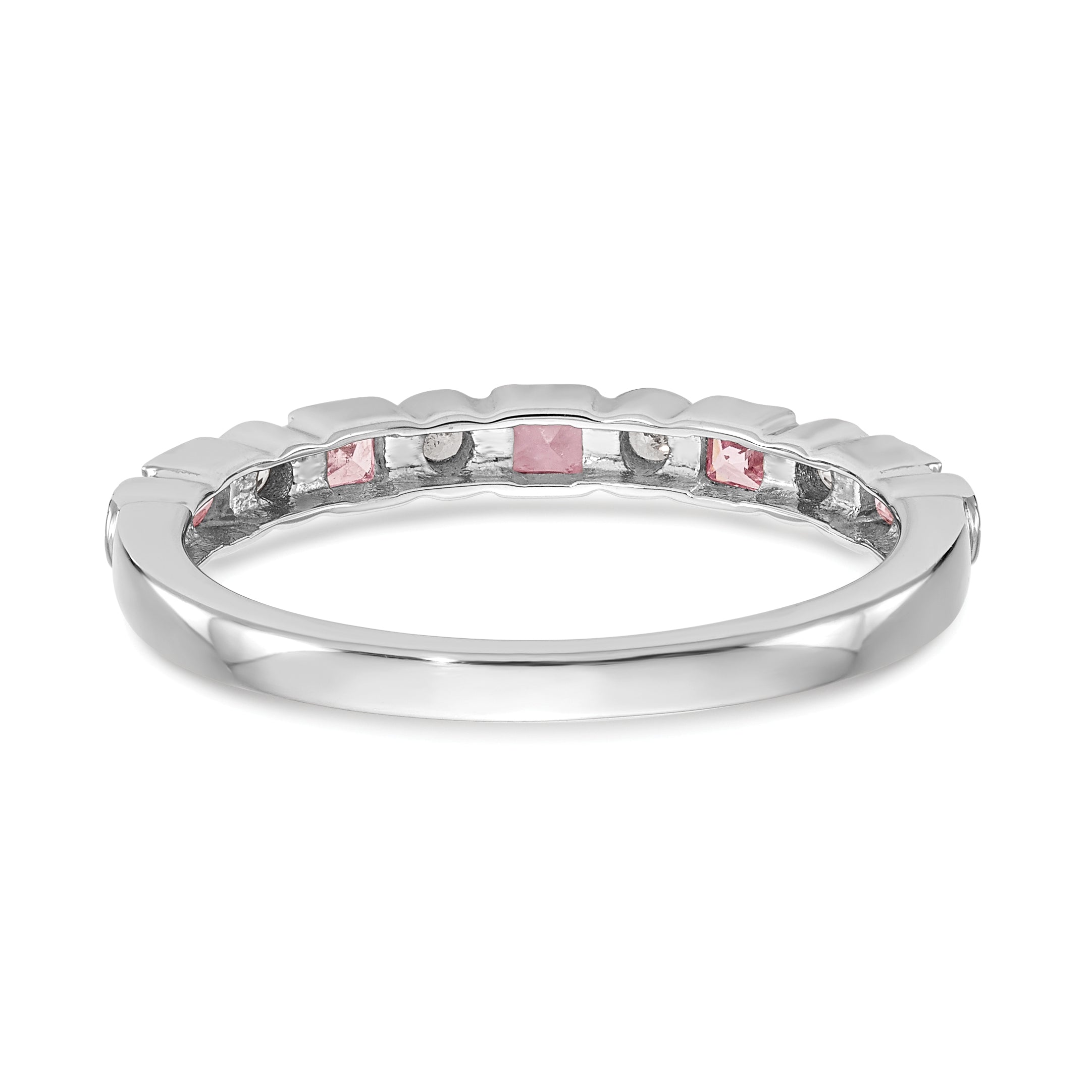 10K White Gold Diamond w/Pink Sapphire Band