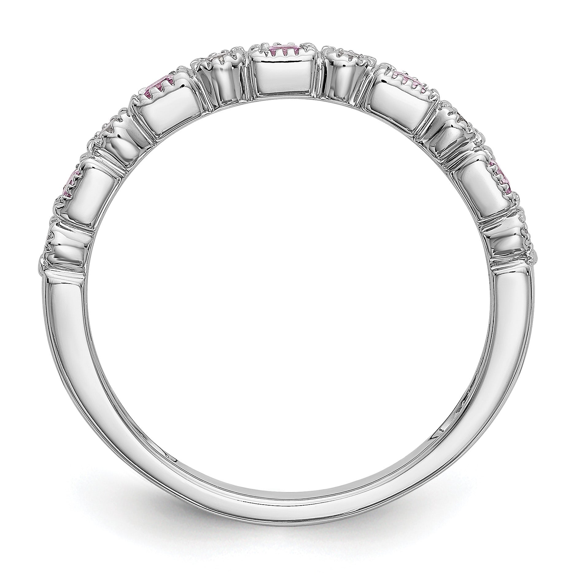 14k White Gold 1/10 carat Diamond and Pink Sapphire Complete Band Secondary image