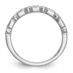 14k White Gold 1/10 carat Diamond and Pink Sapphire Complete Band