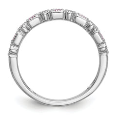 14k White Gold 1/10 carat Diamond and Pink Sapphire Complete Band