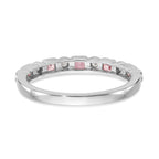 14k White Gold 1/10 carat Diamond and Pink Sapphire Complete Band