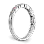 14k White Gold 1/10 carat Diamond and Pink Sapphire Complete Band