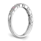 14k White Gold 1/10 carat Diamond and Pink Sapphire Complete Band