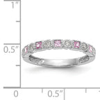 14k White Gold 1/10 carat Diamond and Pink Sapphire Complete Band
