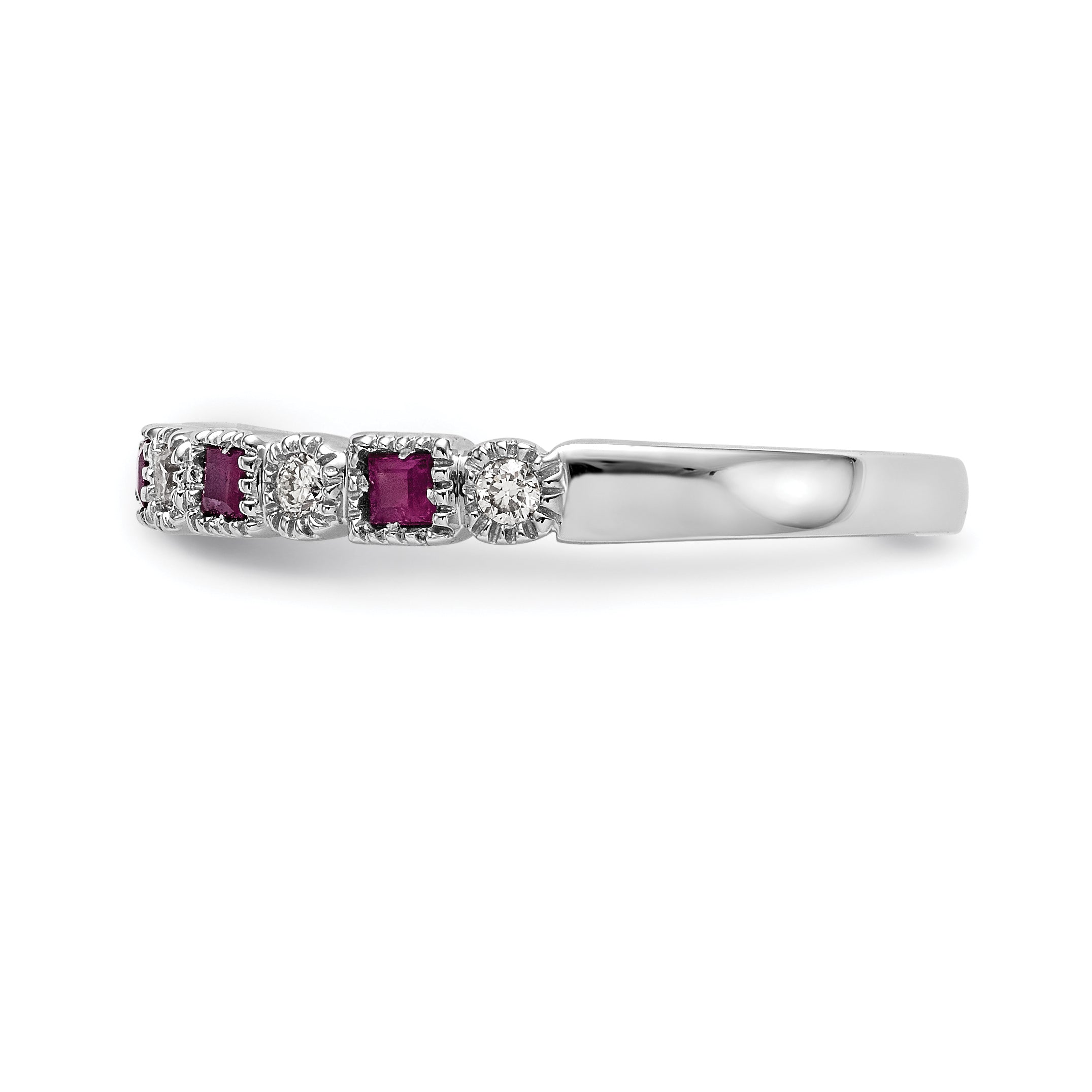 10k White Gold Diamond w/Ruby Band