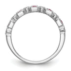14k White Gold 1/10 carat Diamond and Ruby Complete Band