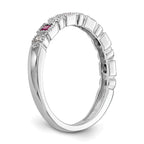 14k White Gold 1/10 carat Diamond and Ruby Complete Band