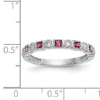 14k White Gold 1/10 carat Diamond and Ruby Complete Band