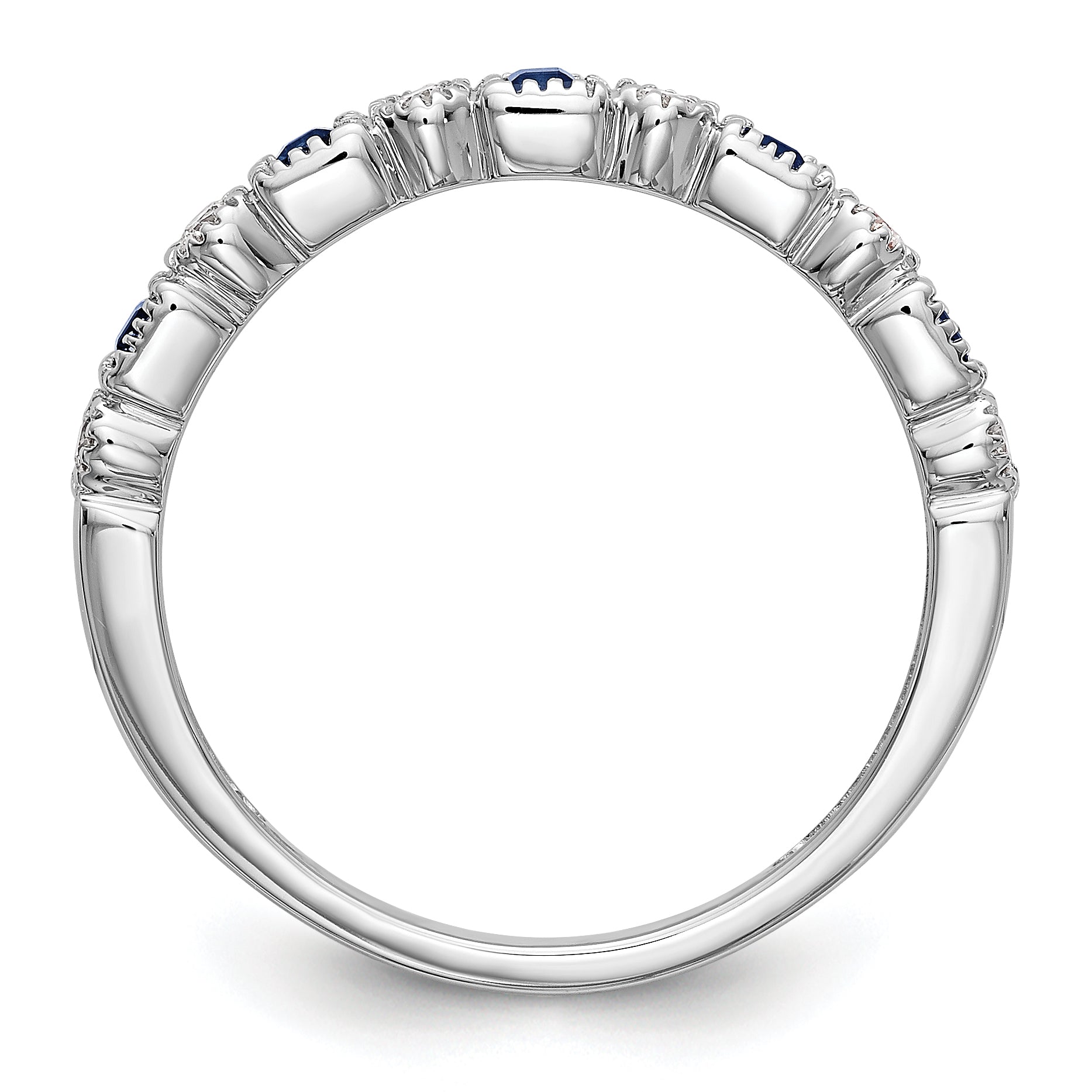 10K White Gold Diamond w/Sapphire Band