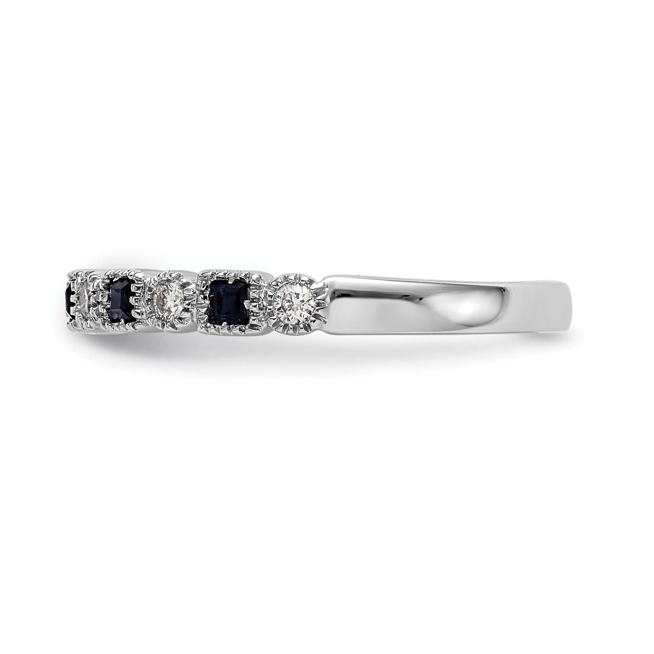 10K White Gold Diamond w/Sapphire Band