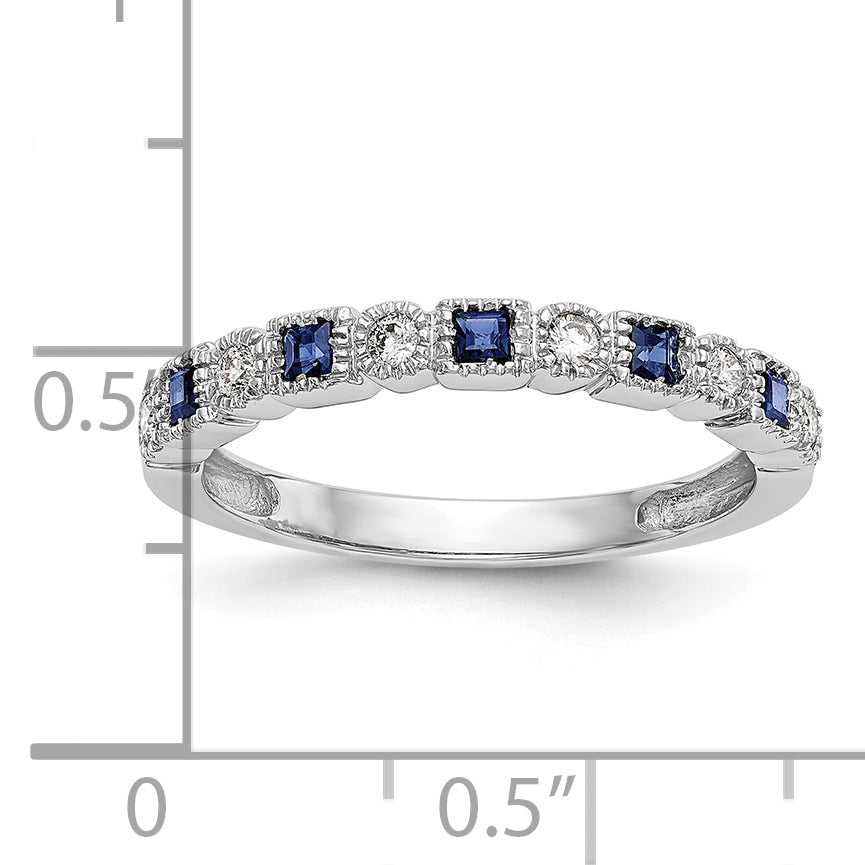 10K White Gold Diamond w/Sapphire Band