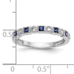 10K White Gold Diamond w/Sapphire Band