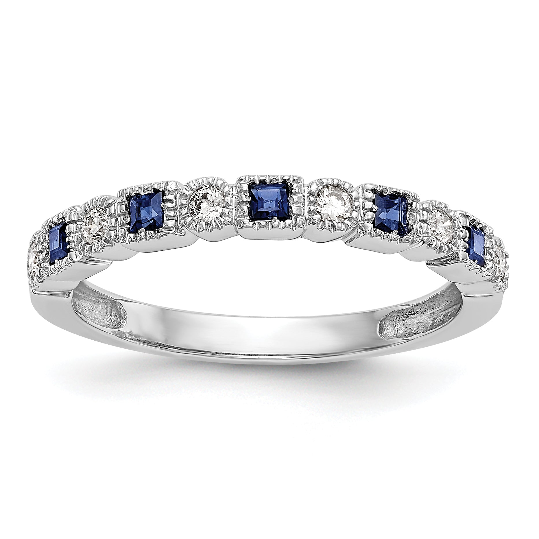 10K White Gold Diamond w/Sapphire Band