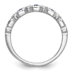 14k White Gold 1/10 carat Diamond and Blue PrinceSterling Silver Sapphire Complete Band