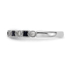 14k White Gold 1/10 carat Diamond and Blue PrinceSterling Silver Sapphire Complete Band