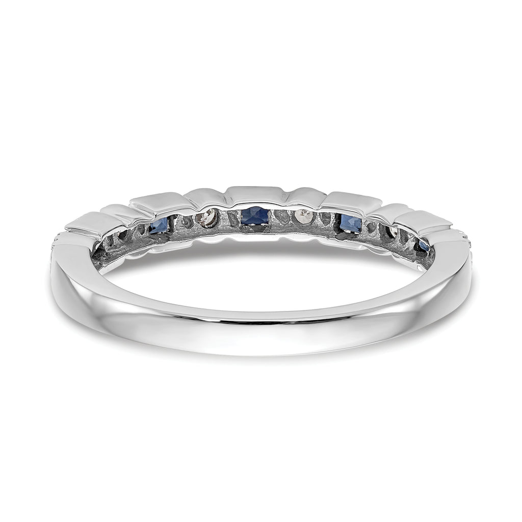 14k White Gold 1/10 carat Diamond and Blue Sapphire Complete Band