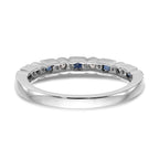 14k White Gold 1/10 carat Diamond and Blue PrinceSterling Silver Sapphire Complete Band