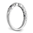 14k White Gold 1/10 carat Diamond and Blue Sapphire Complete Band
