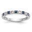 14k White Gold 1/10 carat Diamond and Blue PrinceSterling Silver Sapphire Complete Band
