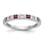 14k White Gold 1/10 carat Diamond and Ruby Complete Band