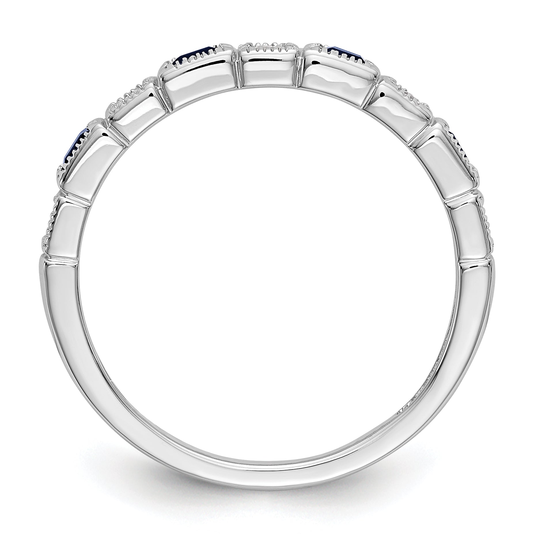 10K White Gold Diamond w/Sapphire Band Secondary image