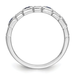 10K White Gold Diamond w/Sapphire Band