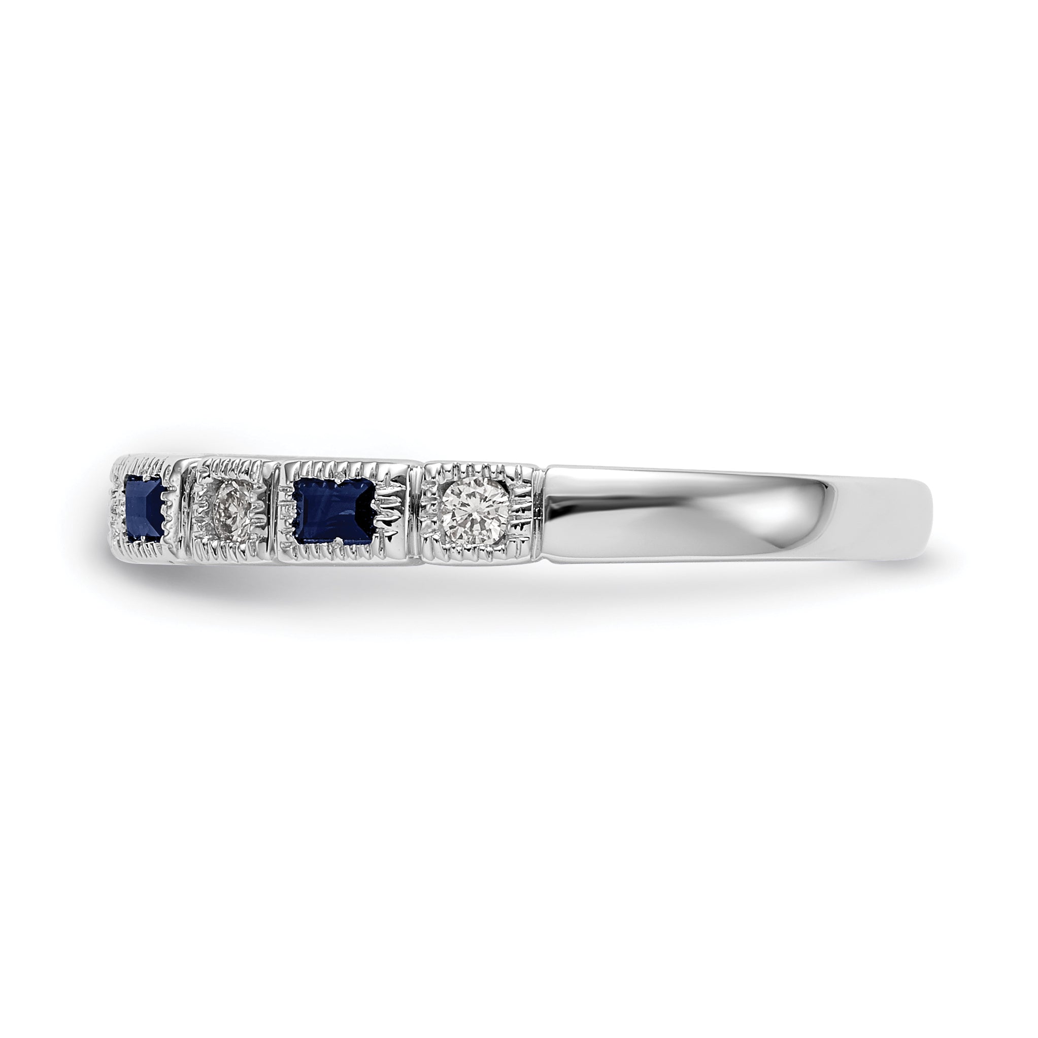 10K White Gold Diamond w/Sapphire Band