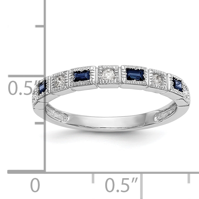 10K White Gold Diamond w/Sapphire Band