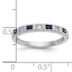 10K White Gold Diamond w/Sapphire Band