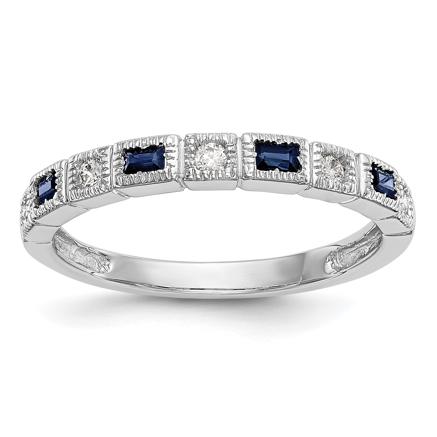 10K White Gold Diamond w/Sapphire Band Main image