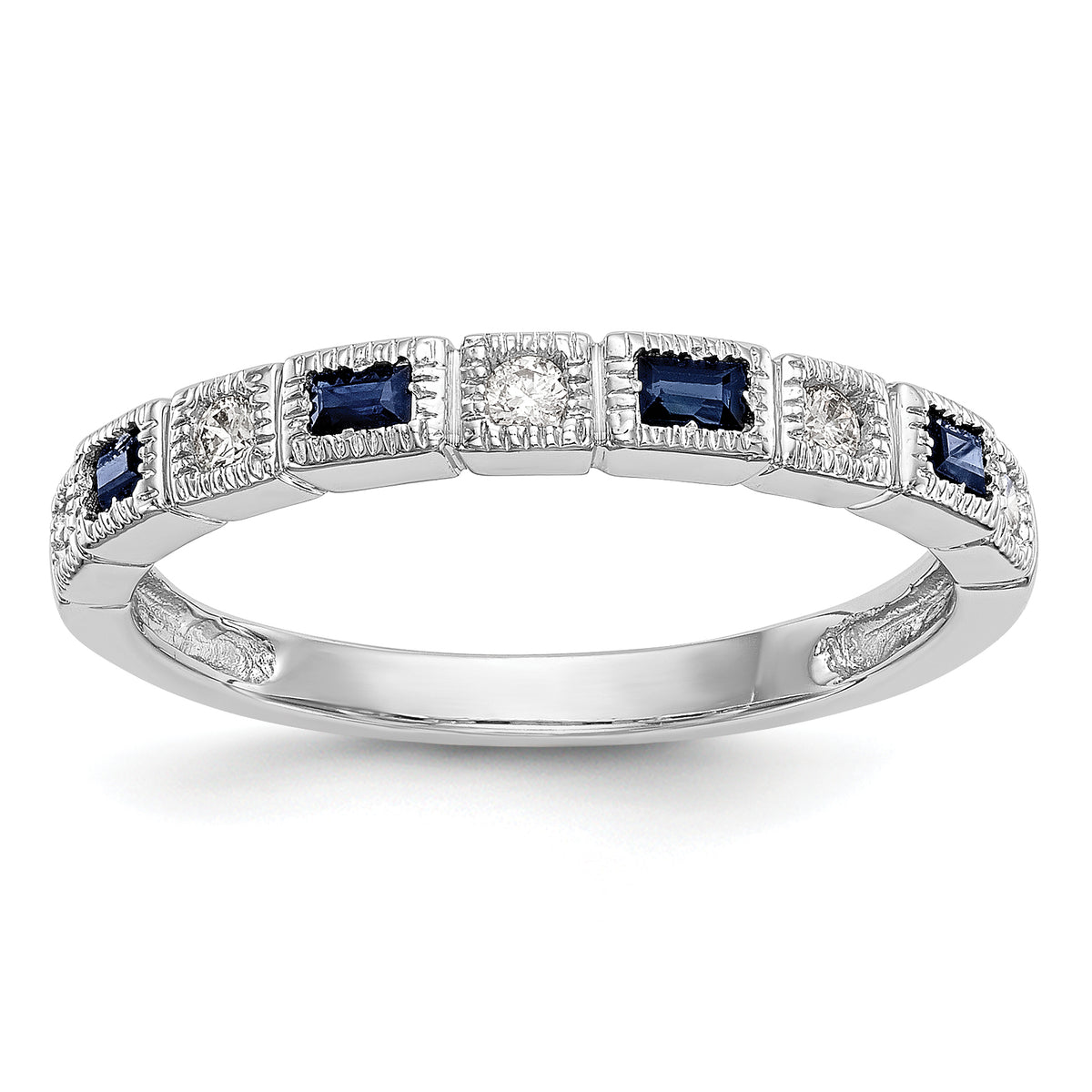 10K White Gold Diamond w/Sapphire Band