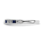 14k White Gold 1/10 carat Diamond and Blue Sapphire Baguette Complete Band